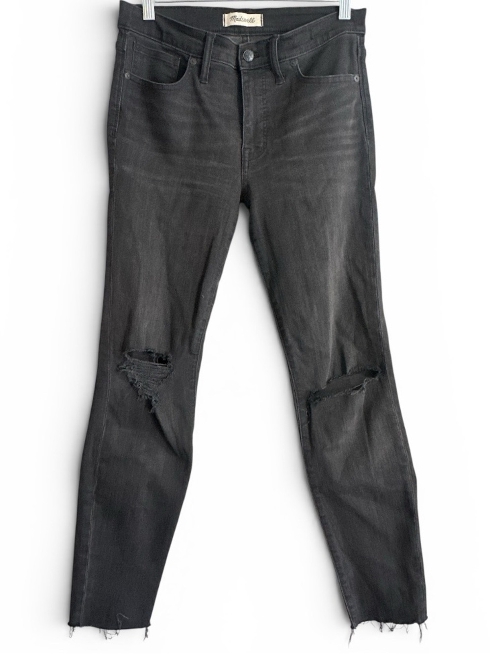 Madewell 9" High Rise Skinny Black Ripped Jeans 29